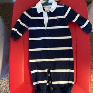 Striped baby polo rugby coverall